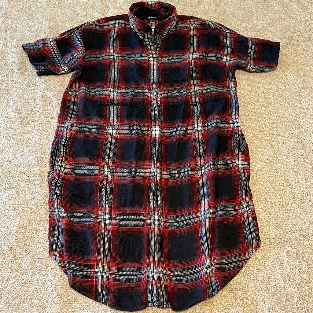 Madewell Red Plaid Flannel Button-Down T-Shirt